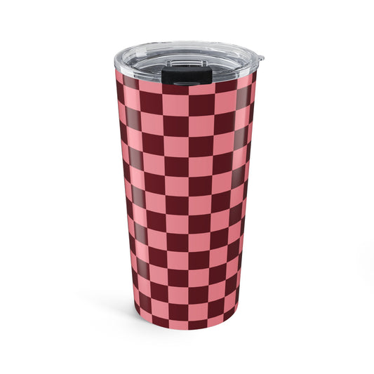 Checkered Rose-Burgundy Tumbler