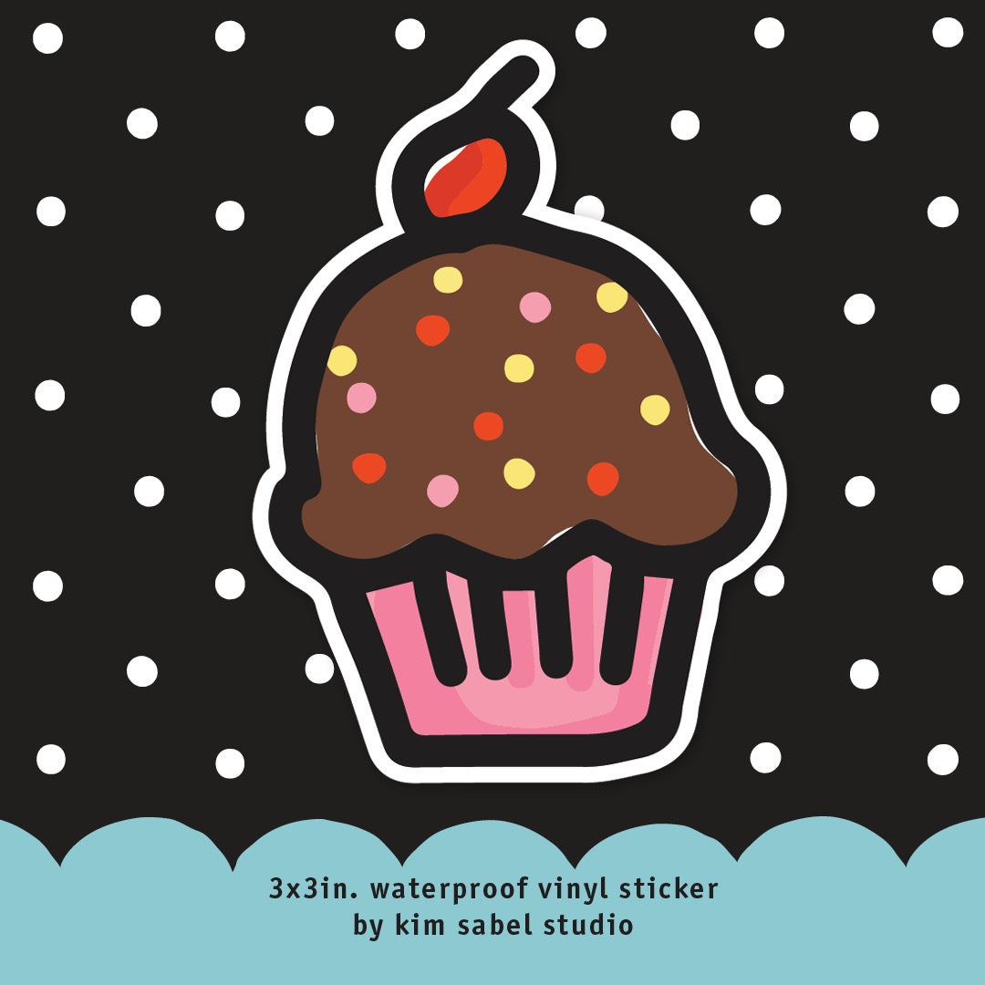 Chocolate Cupcake Waterproof Vinyl Sticker