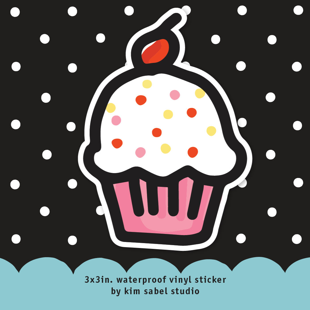 Vanilla Cupcake Waterproof Vinyl Sticker