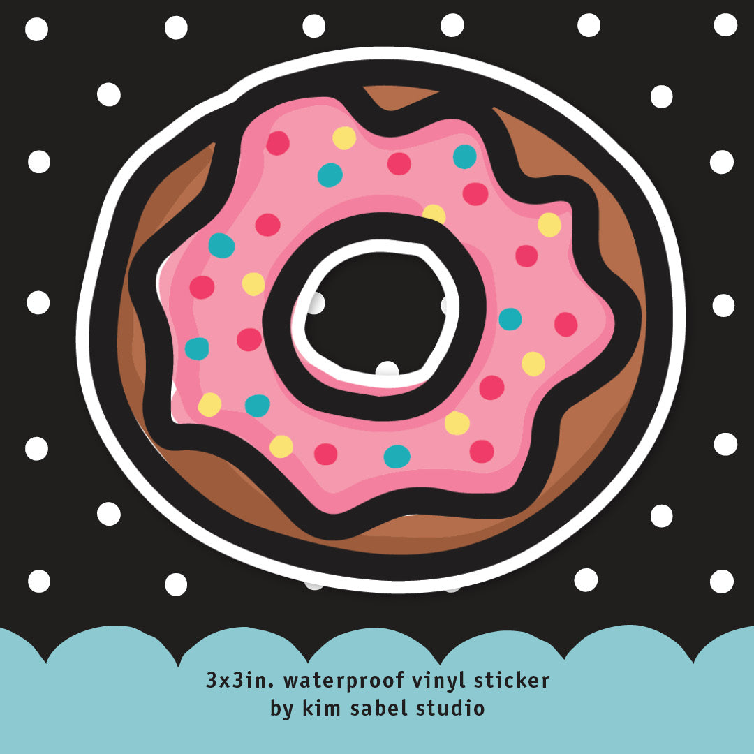 Pink Donut Waterproof Vinyl Sticker