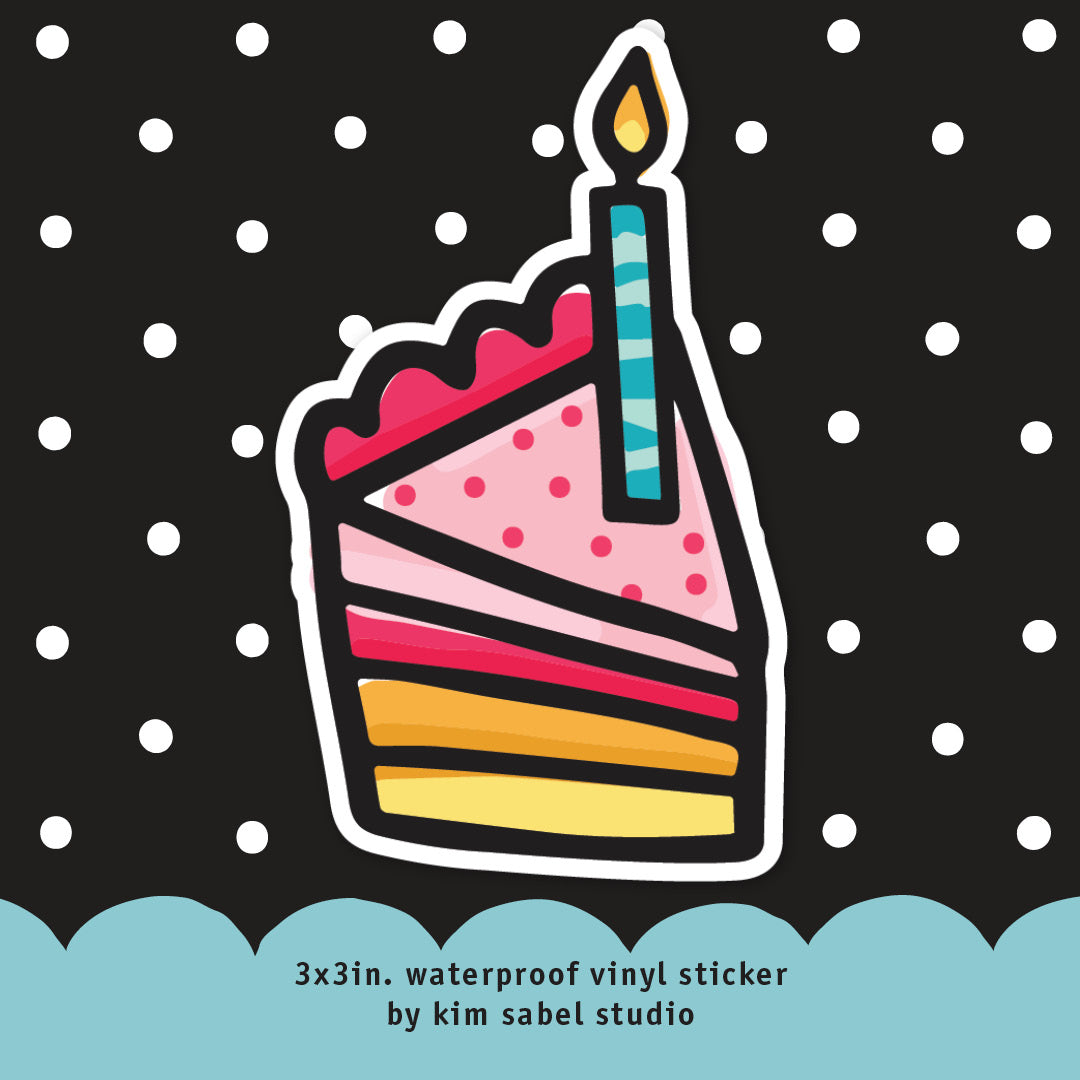 Birthday Cake Waterproof Vinyl Sticker