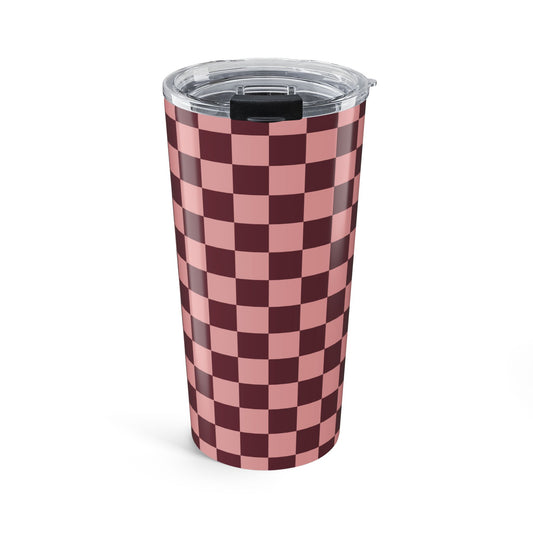 Checkered Rose-Burgundy Tumbler