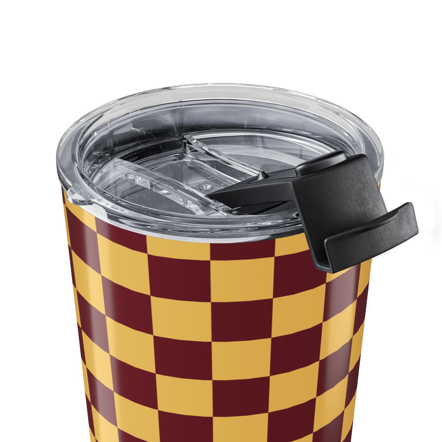 Checkered Butter-Burgundy Tumbler