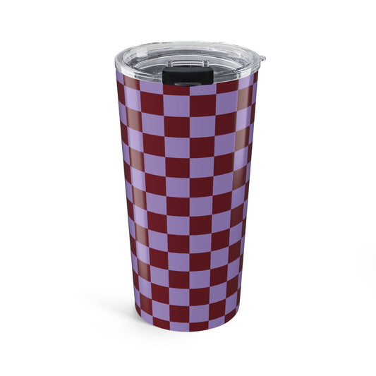 Checkered Lavender-Burgundy Tumbler