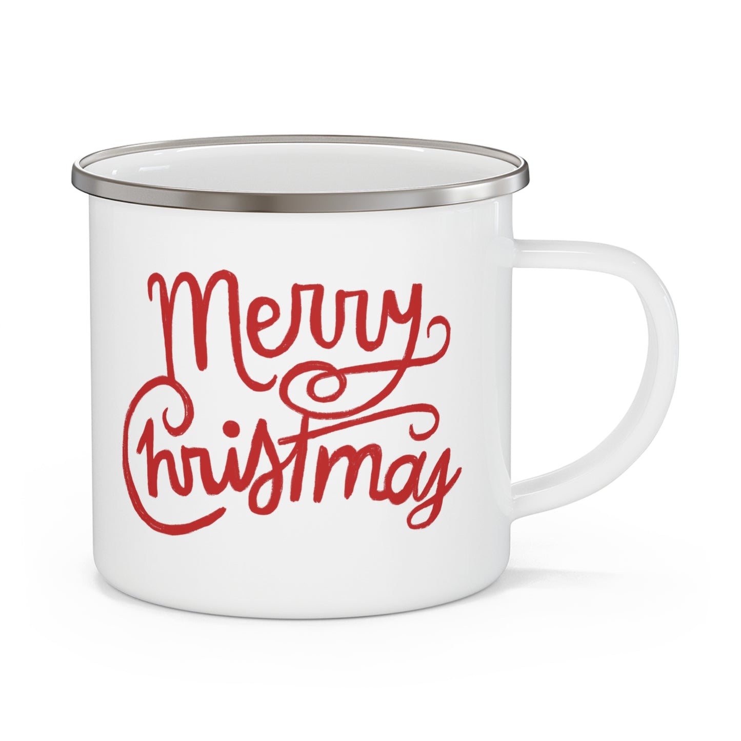 Merry Script (Red) • Enamel Camping Mug