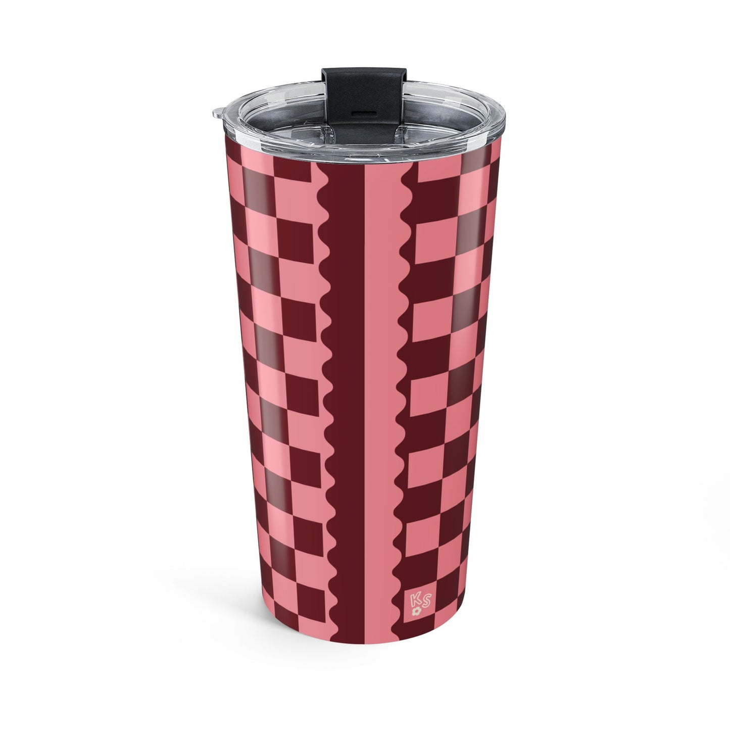Checkered Rose-Burgundy Tumbler