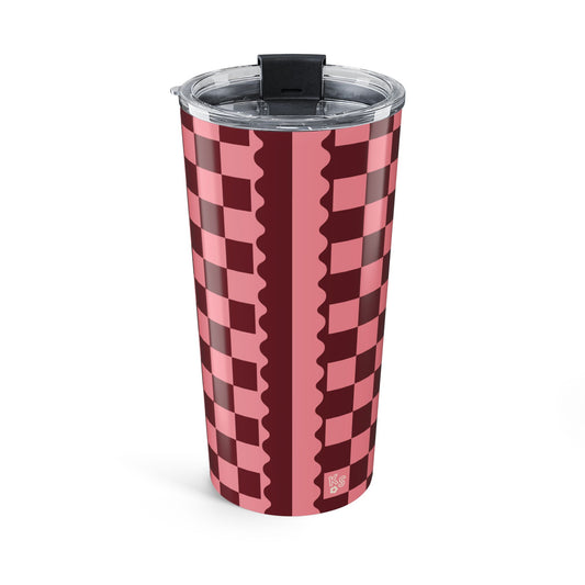 Checkered Rose-Burgundy Tumbler