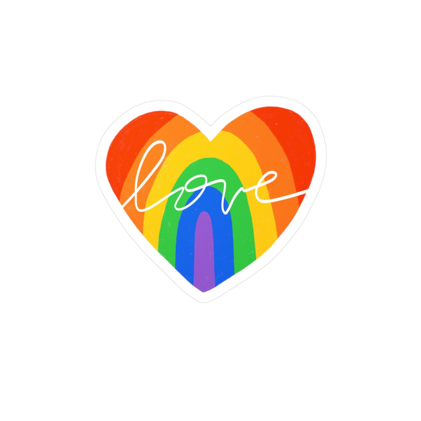 Love Rainbow Heart Waterproof Vinyl Sticker