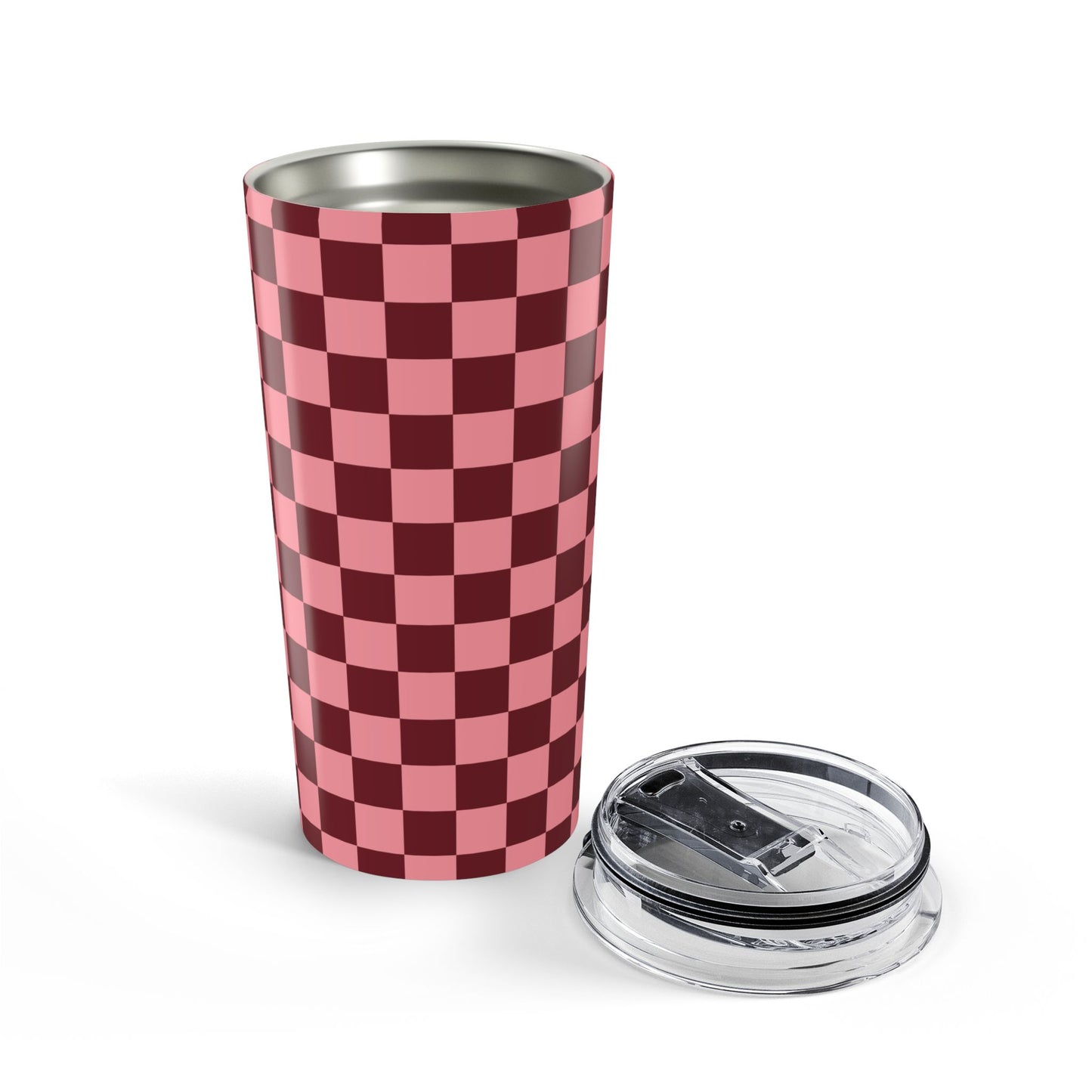 Checkered Rose-Burgundy Tumbler