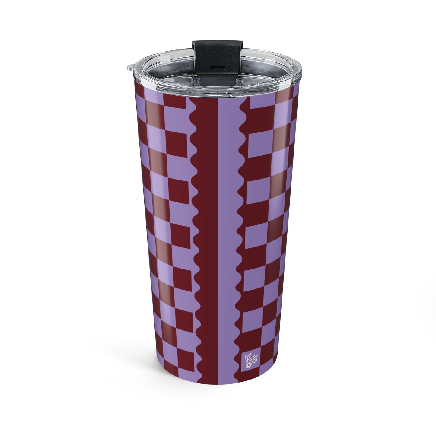 Checkered Lavender-Burgundy Tumbler