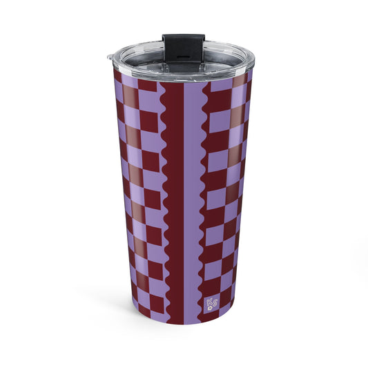 Checkered Lavender-Burgundy Tumbler