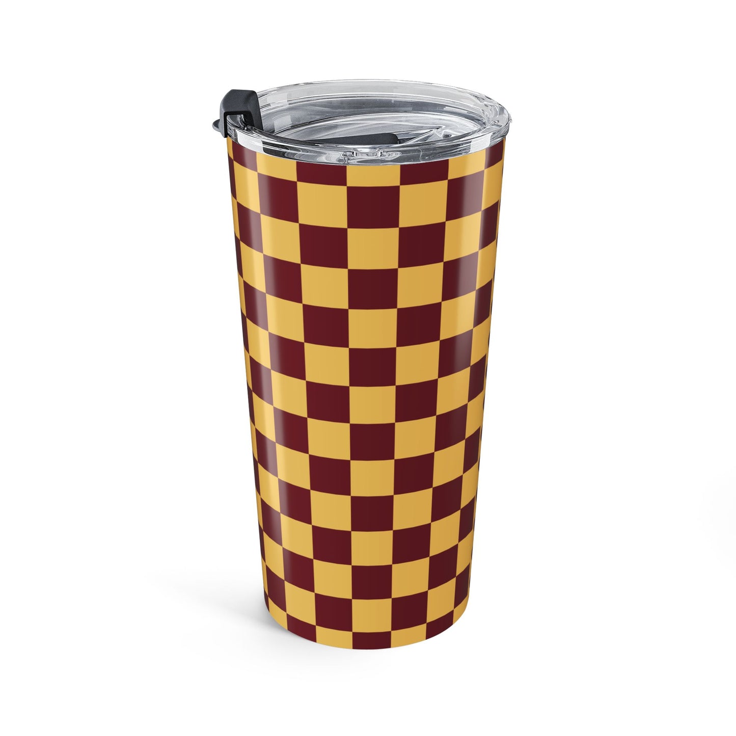 Checkered Butter-Burgundy Tumbler