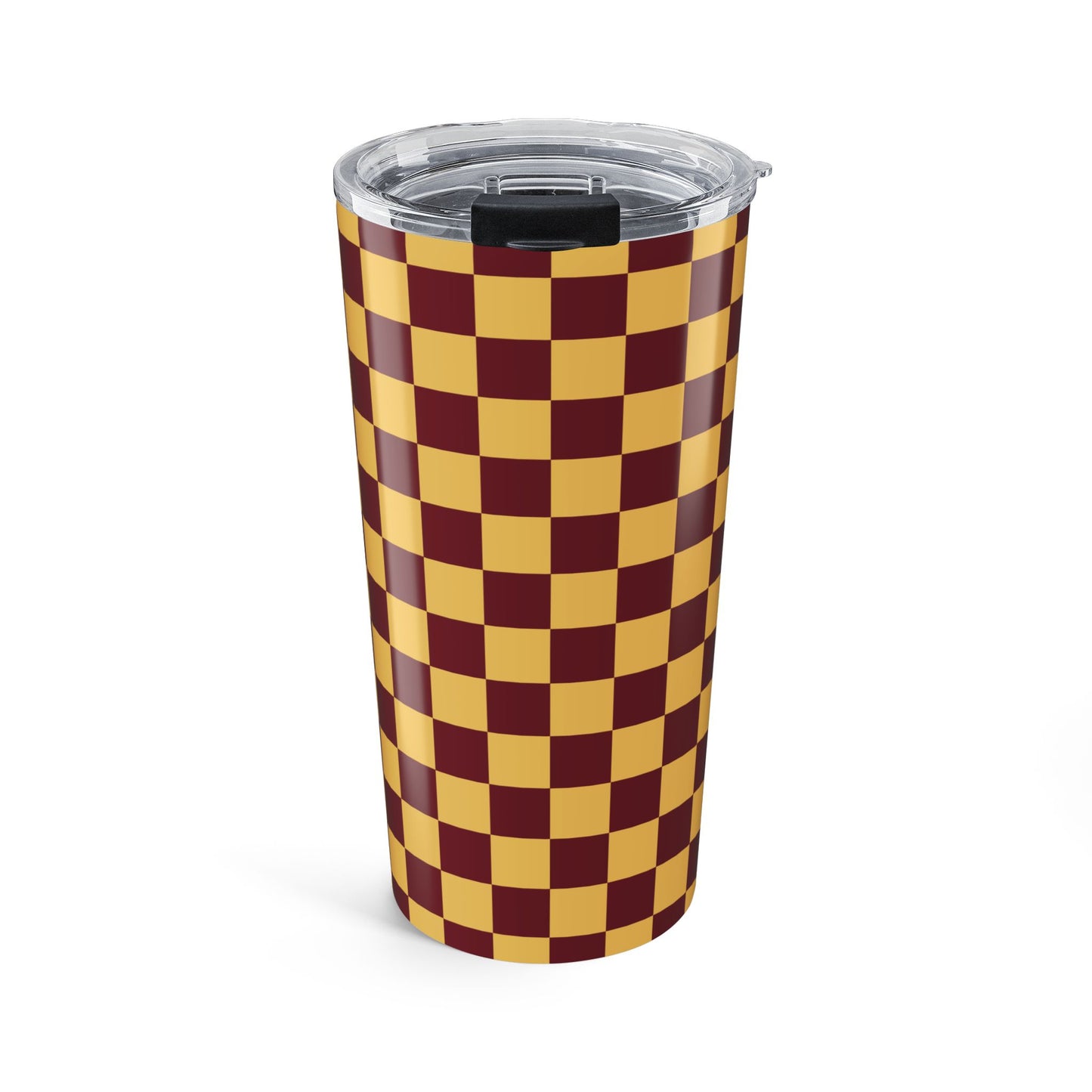 Checkered Butter-Burgundy Tumbler