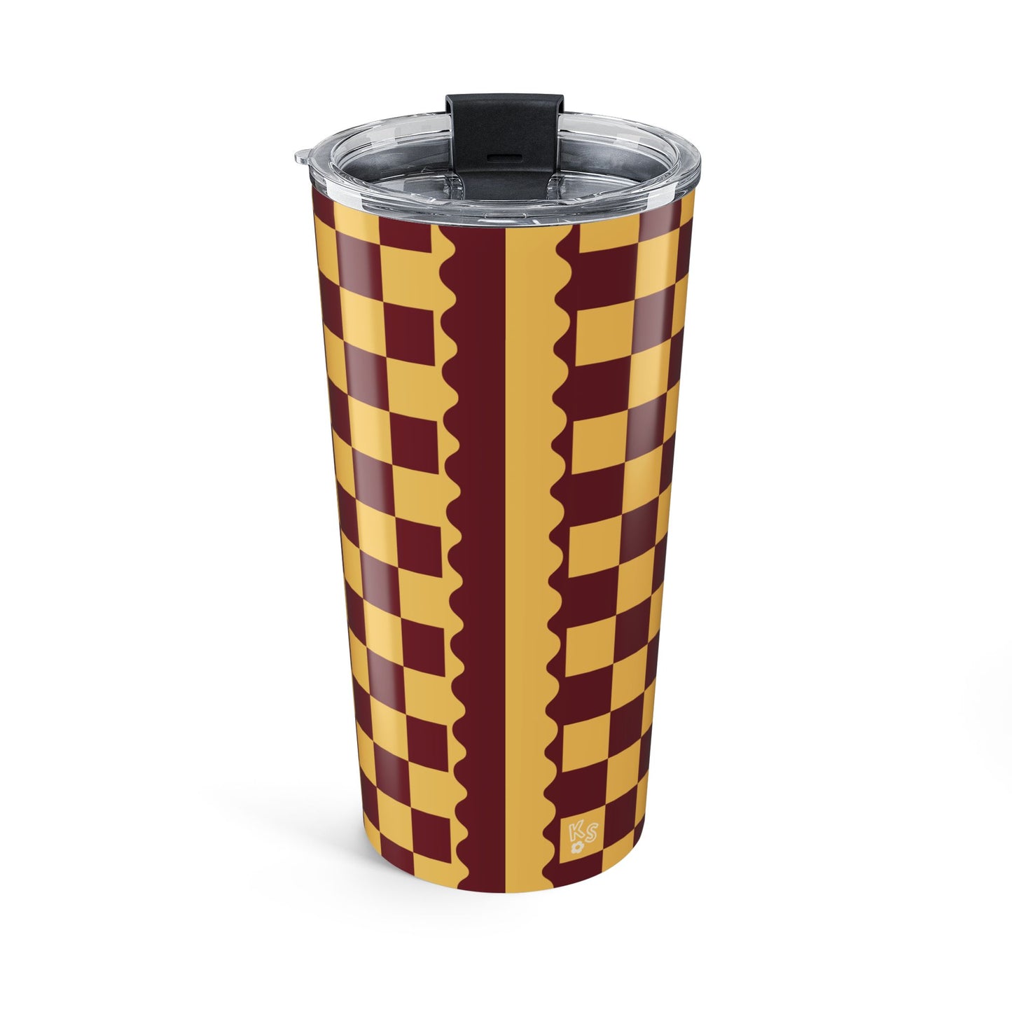 Checkered Butter-Burgundy Tumbler
