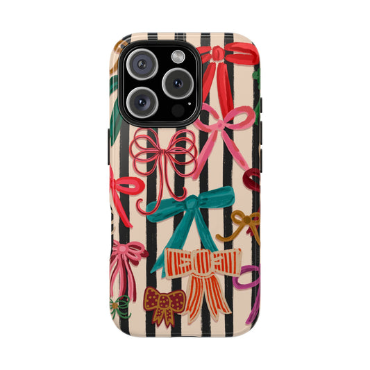 Tough Phone Case • Bows & Stripes Multi
