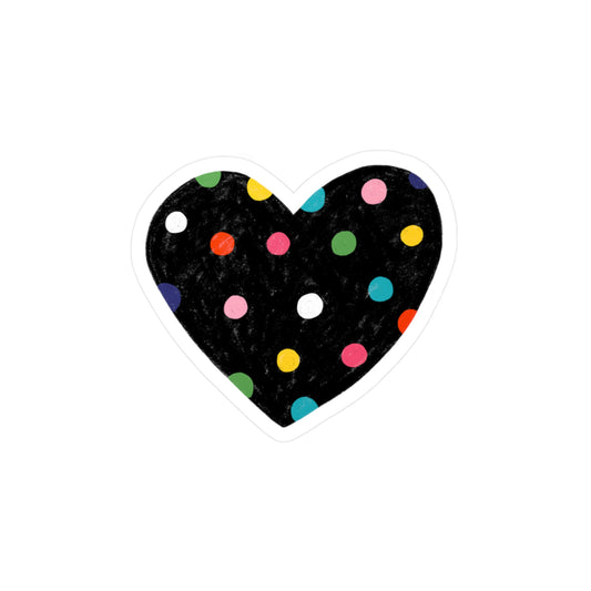 Black Polkadot Heart Waterproof Vinyl Sticker