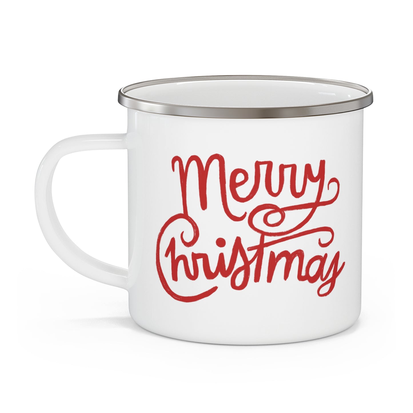 Merry Script (Red) • Enamel Camping Mug