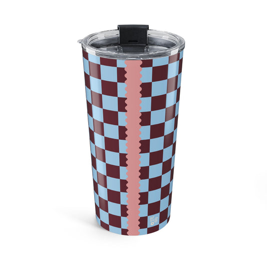 Checkered Sky-Burgundy Tumbler