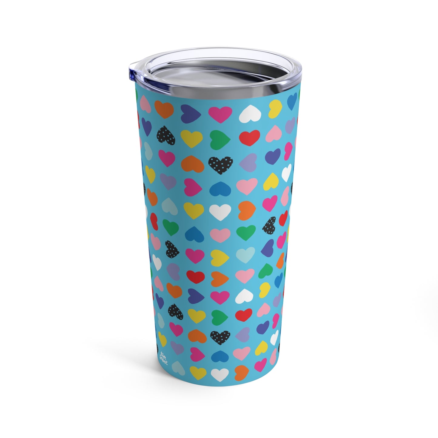 Little Hearts on Blue Tumbler