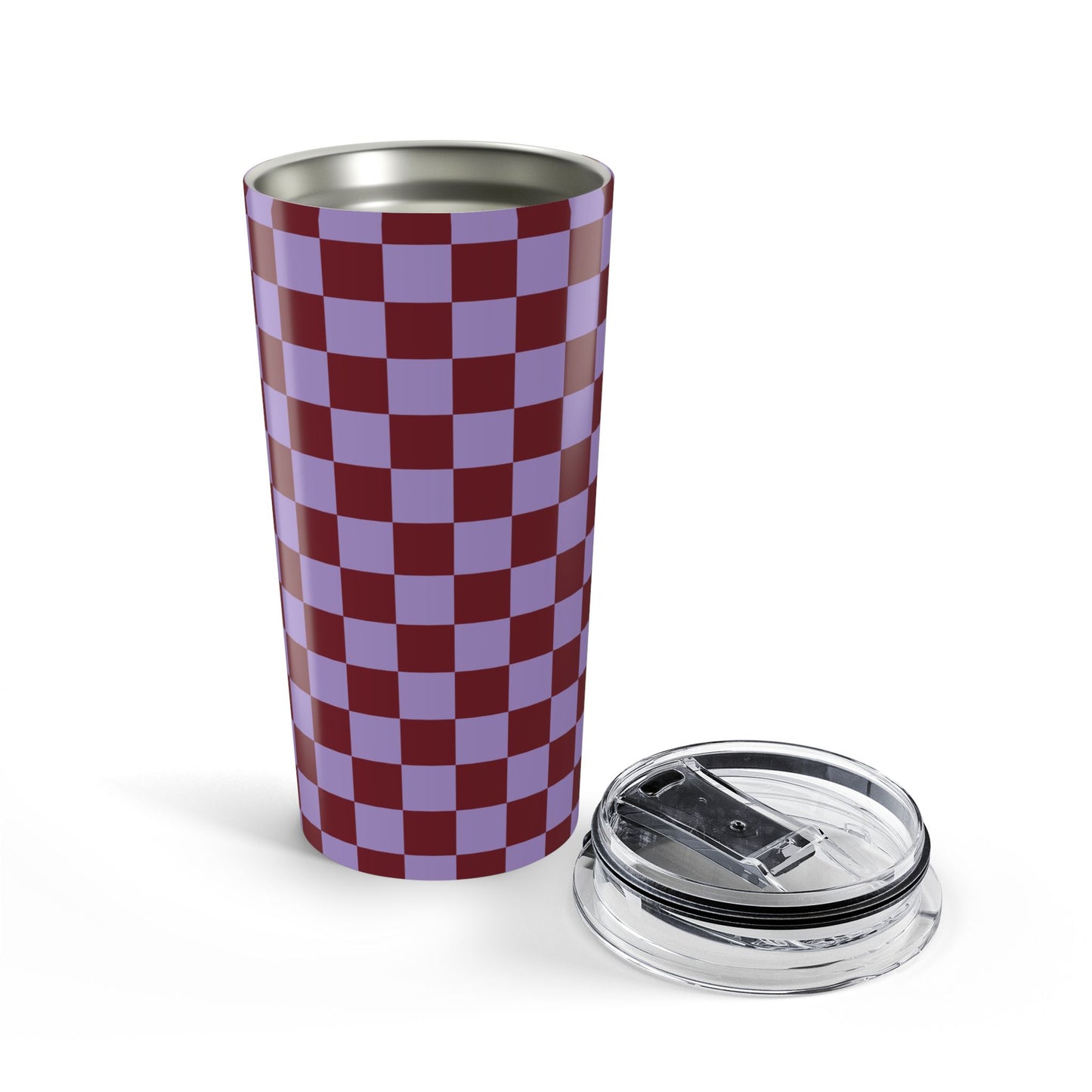 Checkered Lavender-Burgundy Tumbler
