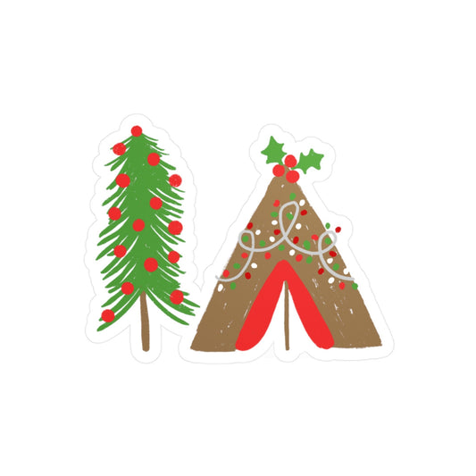 Merry Tent & Tree Waterproof Vinyl Sticker