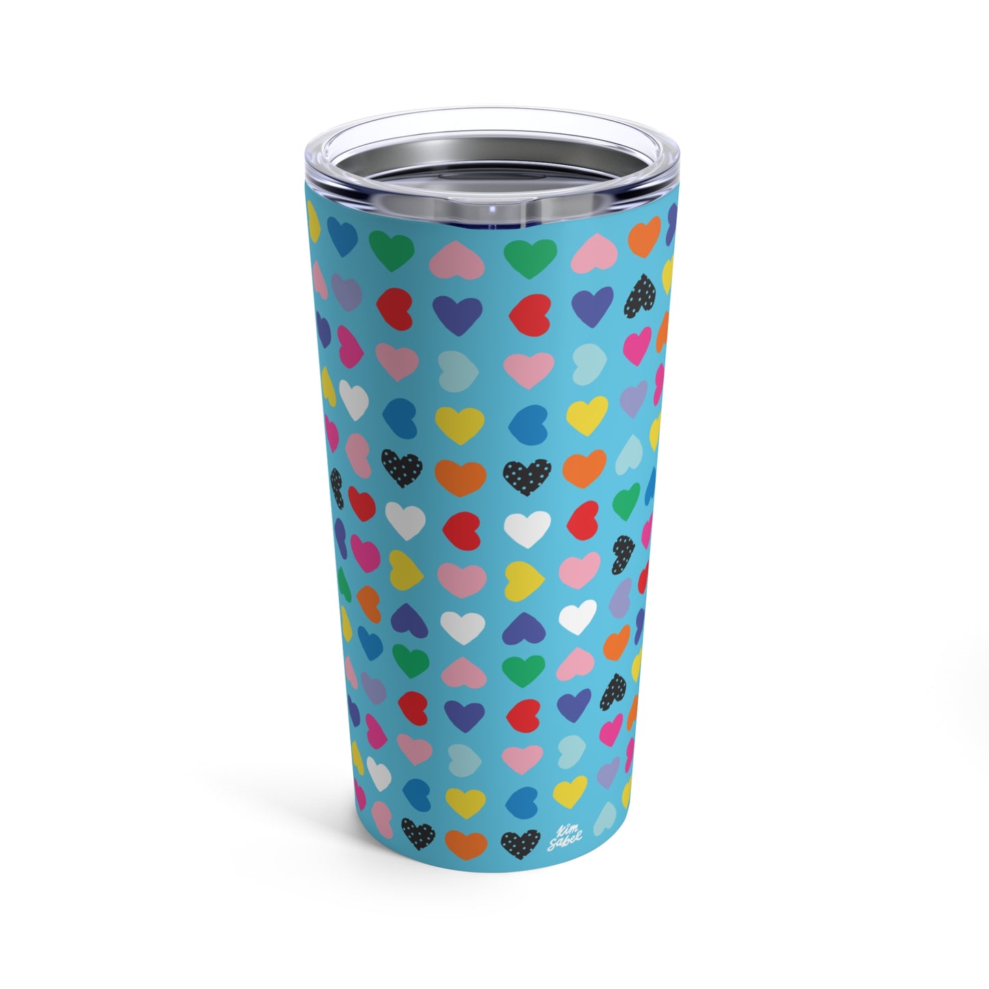 Little Hearts on Blue Tumbler