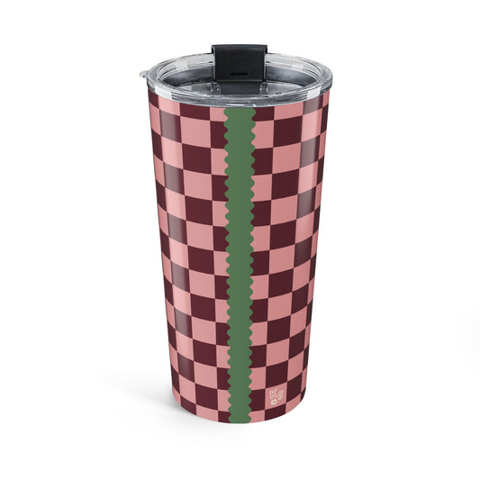 Checkered Rose-Burgundy Tumbler