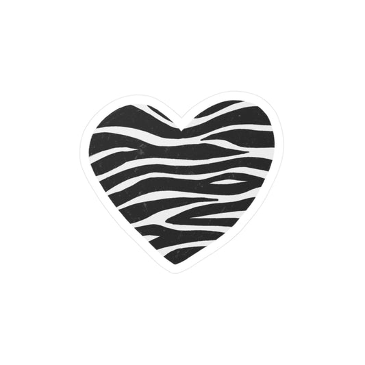 Zebra Heart Waterproof Vinyl Sticker