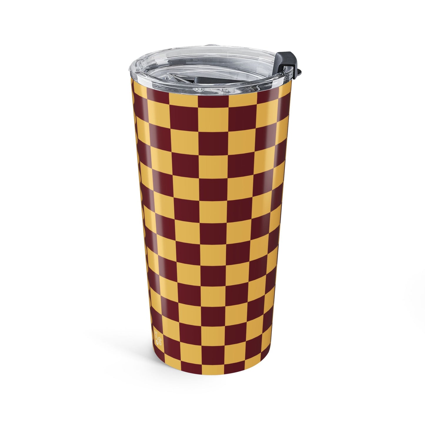 Checkered Butter-Burgundy Tumbler