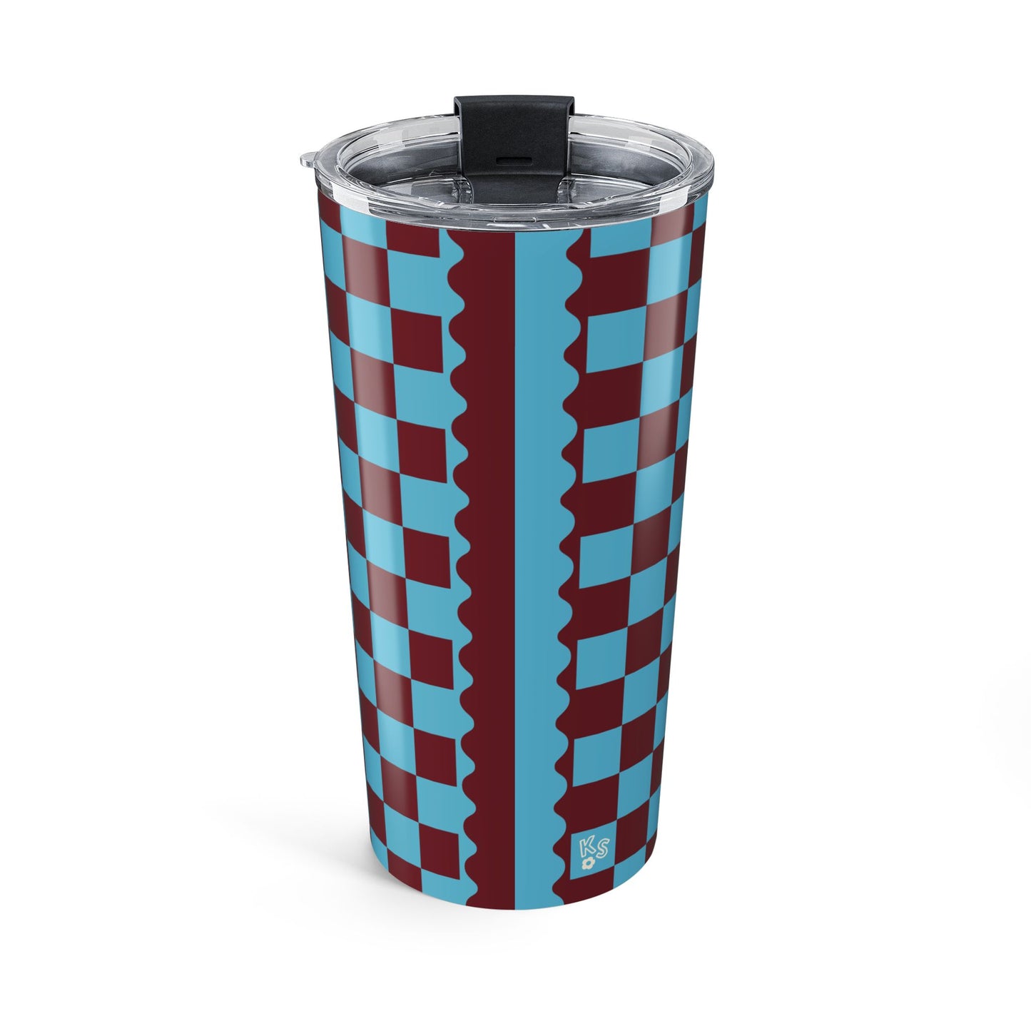 Checkered Sky-Burgundy Tumbler