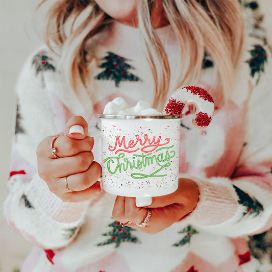 Campy Merry Script • Enamel Camping Mug