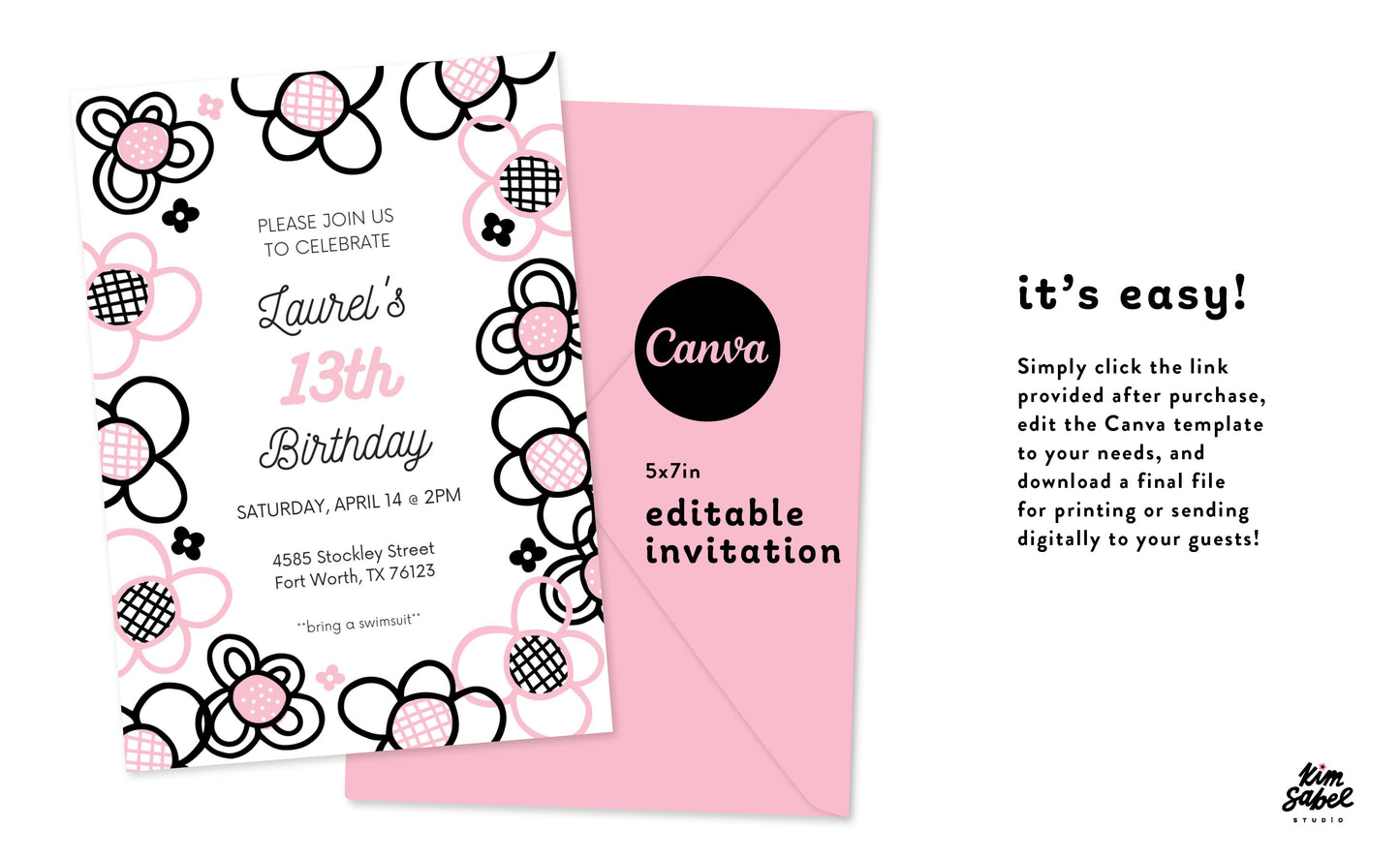 Digital Canva Invite • Dazey Floral Blush