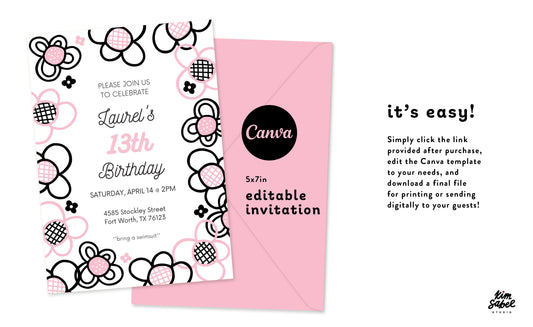 Digital Canva Invite • Dazey Floral Blush