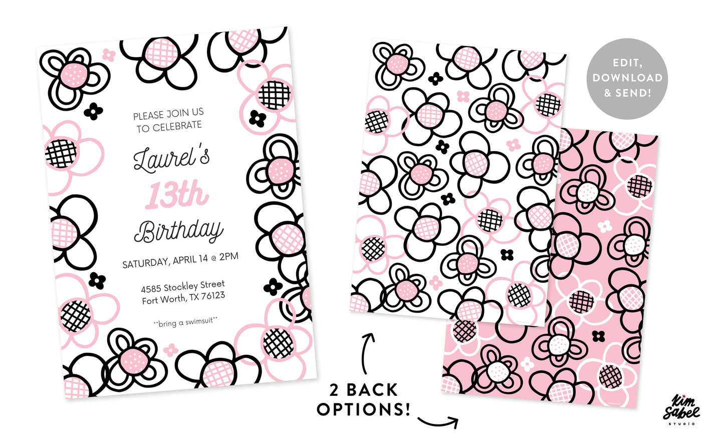 Digital Canva Invite • Dazey Floral Blush