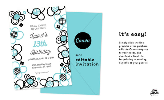 Digital Canva Invite • Dazey Floral Mint