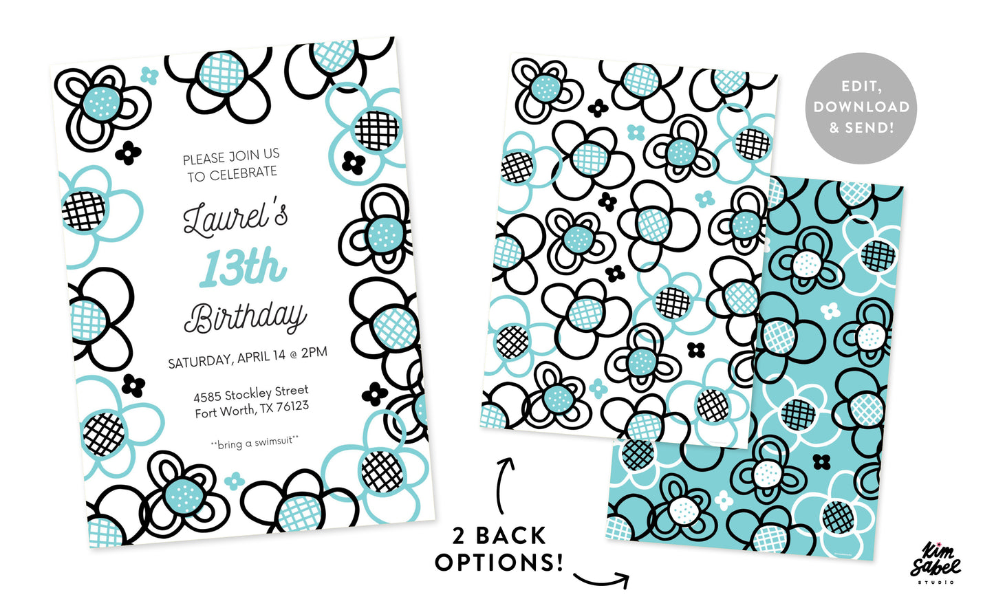 Digital Canva Invite • Dazey Floral Mint