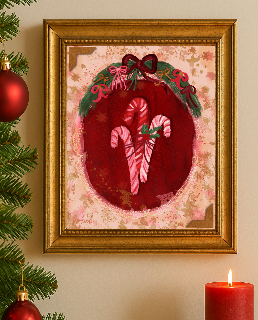 Art Print 8x10 • Bows & Candy Canes